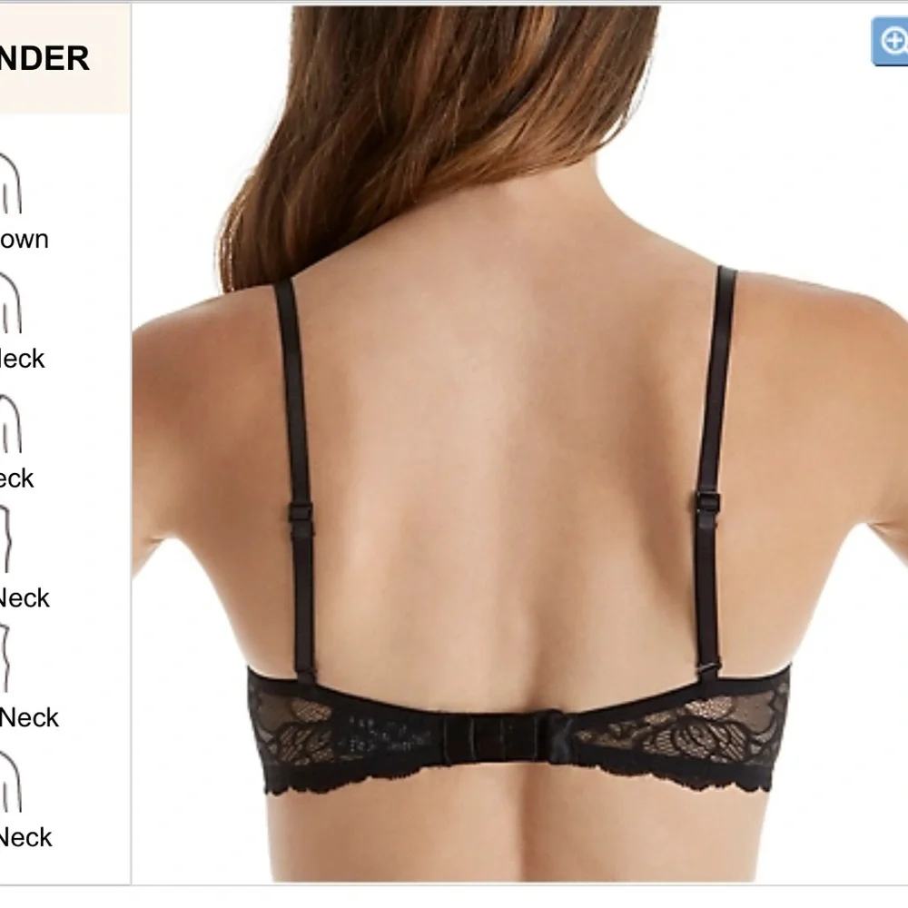NWT Calvin Klein Seductive Comfort Lace Demi Lift Multiway Bra QF1444 Gray 34D